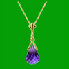 Purple Amethyst Briolette Small Drop 14K Yellow Gold Pendant