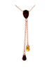 Garnet Citrine Pear Briolette Double Drop 14K Rose Gold Pendant