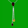 Garnet Citrine Pear Briolette Double Drop 14K White Gold Pendant Garnet Citrine Pear Briolette Double Drop 14K White Gold Pendant