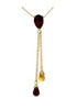 Garnet Citrine Pear Briolette Double Drop 14K Yellow Gold Pendant