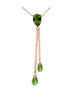 Green Peridot Pear Briolette Double Drop 14K Rose Gold Pendant
