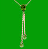 Green Peridot Pear Briolette Double Drop 14K Rose Gold Pendant