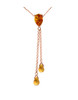Citrine Pear Briolette Double Drop 14K Rose Gold Pendant