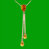 Citrine Pear Briolette Double Drop 14K Rose Gold Pendant