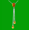 Citrine Pear Briolette Double Drop 14K White Gold Pendant