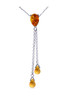 Citrine Pear Briolette Double Drop 14K White Gold Pendant