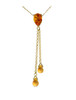 Citrine Pear Briolette Double Drop 14K Yellow Gold Pendant