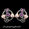 Origin Purple Amethyst Welsh Rose Gold Detail Sterling Silver Earrings