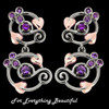 Origin Purple Amethyst Drop Welsh Rose Gold Detail Sterling Silver Earrings