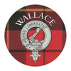 Wallace Clan Crest Tartan Cork Round Clan Badge Coasters Set of 2