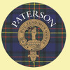 Paterson Clan Crest Tartan Cork Round Clan Badge Coasters Set of 2