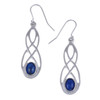Celtic Bow Lapis Lazuli Knotwork Stylish Pewter Sheppard Hook Earrings