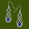 Celtic Bow Lapis Lazuli Knotwork Stylish Pewter Sheppard Hook Earrings