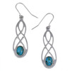 Celtic Bow Turquoise Knotwork Stylish Pewter Sheppard Hook Earrings