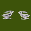 Running Hare Animal Themed Small Stud Stylish Pewter Earrings