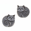 Fat Cat Animal Themed Small Stud Stylish Pewter Earrings