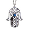 Hamsa Hand Openwork Opal Glass Stone Stylish Pewter Pendant