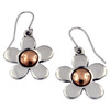 Copper Disc Centre Flower Polished Sheppard Hook Stylish Pewter Earrings