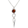 Celtic Twist Knot Amber Stylish Pewter Pendant