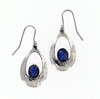 Slate Textured Oval Opal Glass Stone Stylish Pewter Sheppard Hook Earrings