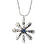 Dahlia Flower Opal Glass Stone Small Stylish Pewter Pendant