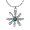 Dahlia Flower Turquoise Small Stylish Pewter Pendant