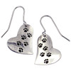Heart Paw Prints Offset Heart Themed Sheppard Hook Stylish Pewter Earrings