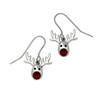 Rudolph Reindeer Red Crystal Christmas Sheppard Hook Stylish Pewter Earrings