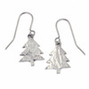 Christmas Tree Textured Polished Small Sheppard Hook Stylish Pewter Earrings