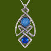 Celtic Knot Antiqued Blue Glass Stone Stylish Pewter Pendant