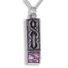 Celtic Knot Antiqued Square Purple Glass Stone Small Stylish Pewter Pendant