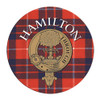 Hamilton Clan Crest Tartan Cork Round Clan Badge Coasters Set of 2