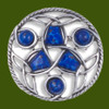 Celtic Endless Knotwork Antiqued Blue Glass Stone Stylish Pewter Brooch