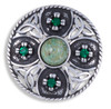 Celtic Triscele Shield Antiqued Iona Green Glass Stone Stylish Pewter Brooch