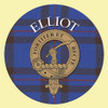 Elliot Clan Crest Tartan Cork Round Clan Badge Coasters Set of 2