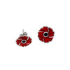 Poppy Flower Red Enamel Small Stud Stylish Pewter Earrings