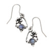 Flower Knot Rainbow Moonstone Glass Stone Stylish Pewter Sheppard Hook Earrings