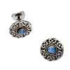 Celtic Knotwork Round Opal Glass Stone Small Stud Stylish Pewter Earrings