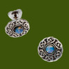Celtic Knotwork Round Opal Glass Stone Small Stud Stylish Pewter Earrings