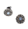 Celtic Knotwork Round Rainbow Moonstone Glass Stone Small Stud Stylish Pewter Earrings