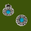 Celtic Knotwork Round Turquoise Glass Stone Small Stud Stylish Pewter Earrings