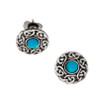 Celtic Knotwork Round Turquoise Glass Stone Small Stud Stylish Pewter Earrings