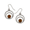 Centric Circles Amber Glass Stone Stylish Pewter Sheppard Hook Earrings