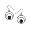 Centric Circles Lapis Lazuli Glass Stone Stylish Pewter Sheppard Hook Earrings