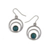 Centric Circles Turquoise Glass Stone Stylish Pewter Sheppard Hook Earrings