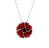 Poppy Red Enamel Flower Stylish Pewter Pendant