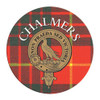 Chalmers Clan Crest Tartan Cork Round Clan Badge Coasters Set of 2