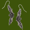 Flying Bat Animal Themed Sheppard Hook Stylish Pewter Earrings