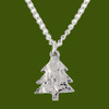Christmas Tree Textured Polished Small Stylish Pewter Pendant