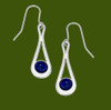 Teardrop Lapis Lazuli Glass Stone Stylish Pewter Sheppard Hook Earrings